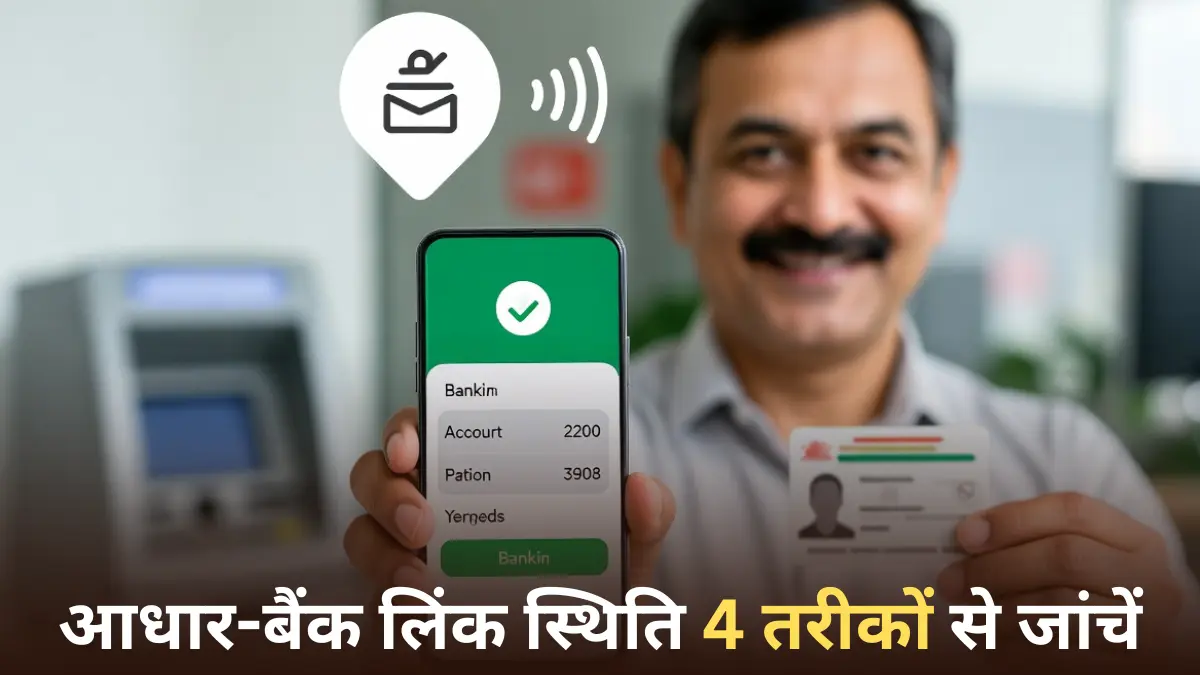 Aadhaar Card Link with Bank Account: आधार-बैंक लिंक स्थिति 4 तरीकों से जांचें — सरकारी लाभ सीधे खाते में पाएं